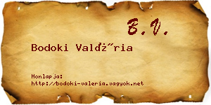 Bodoki Valéria névjegykártya